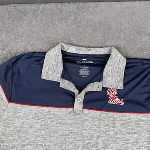 Ole Miss Rebels Polo Shirt Mens Large Blue Gray NCAA Football